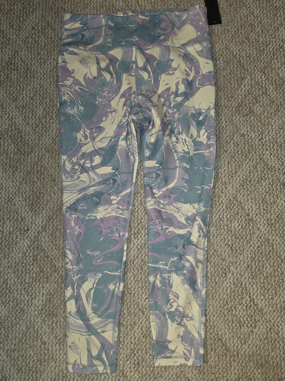 Mono B Marble-Print Leggings in Teal, Purple & Cream